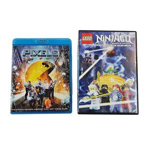 Pixels Adam Sandler Blu Ray LEGO Ninjago Fall Of The Golden Master DVD Movie Lot